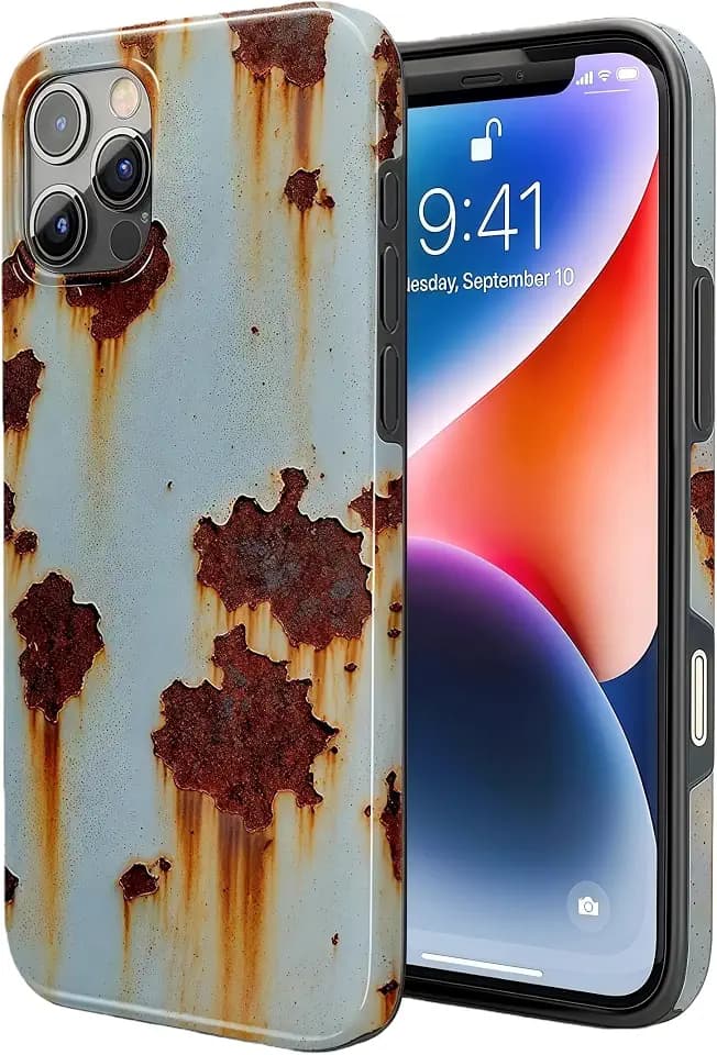 for iPhone 16 Pro Max Case, Premium Dual-Layer Anti-Scratch Shockproof Protection Cover, Raised Camera & Screen Edges, Vivid HD Pattern Print, Rusty Metal Print Aesthetic Trendy Pattern