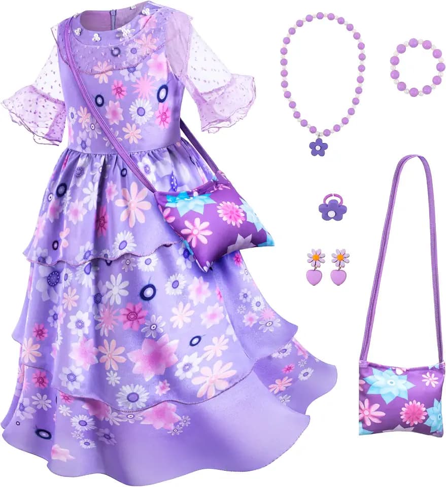 Bosvin Purple Princess Costume for Girls - Princess Dress with Accessories