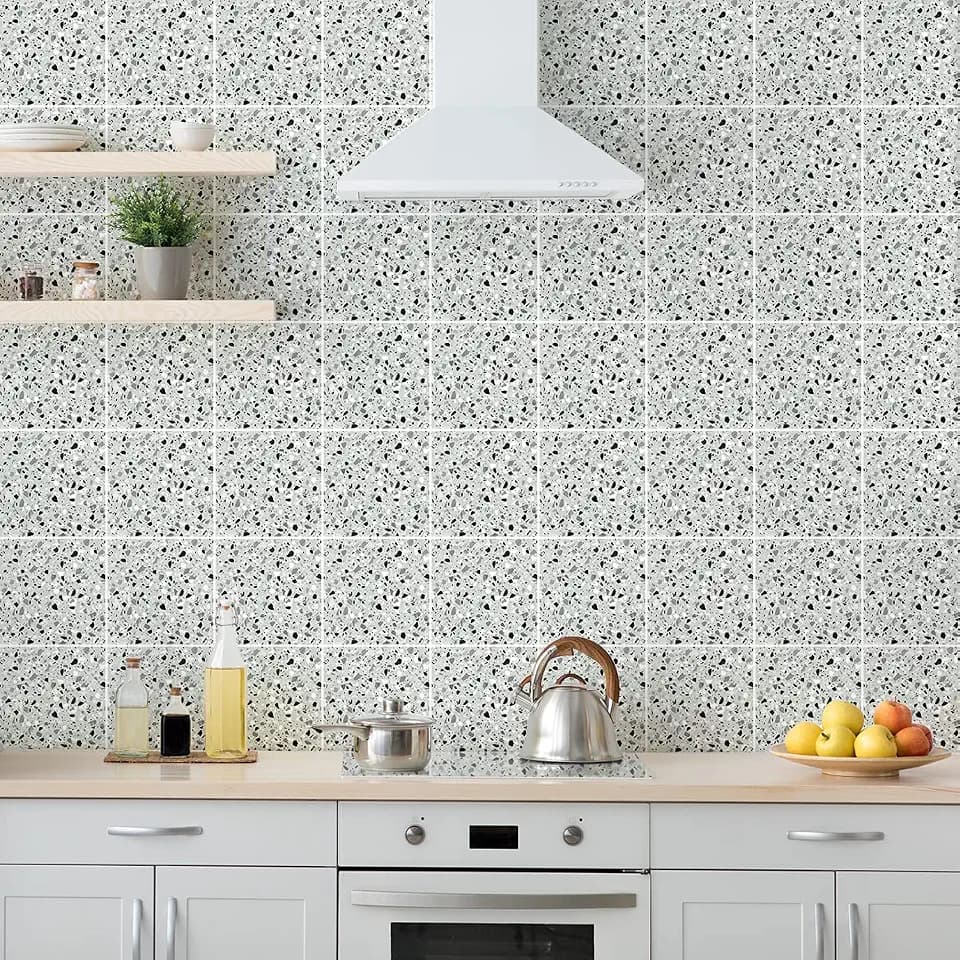 Ambiance Sticker Selbstklebende Aufkleber, Wanddekoration, Fliesenaufkleber für Badezimmer und Küche Azulejos Zementfliesen Vito- 60 Stück Aufkleber 20 x 20 cm
