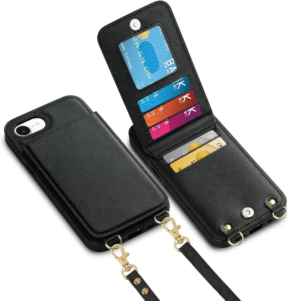 Vofolen for iPhone 17e/16e Case Wallet with Card Holder RFID Blocking Black