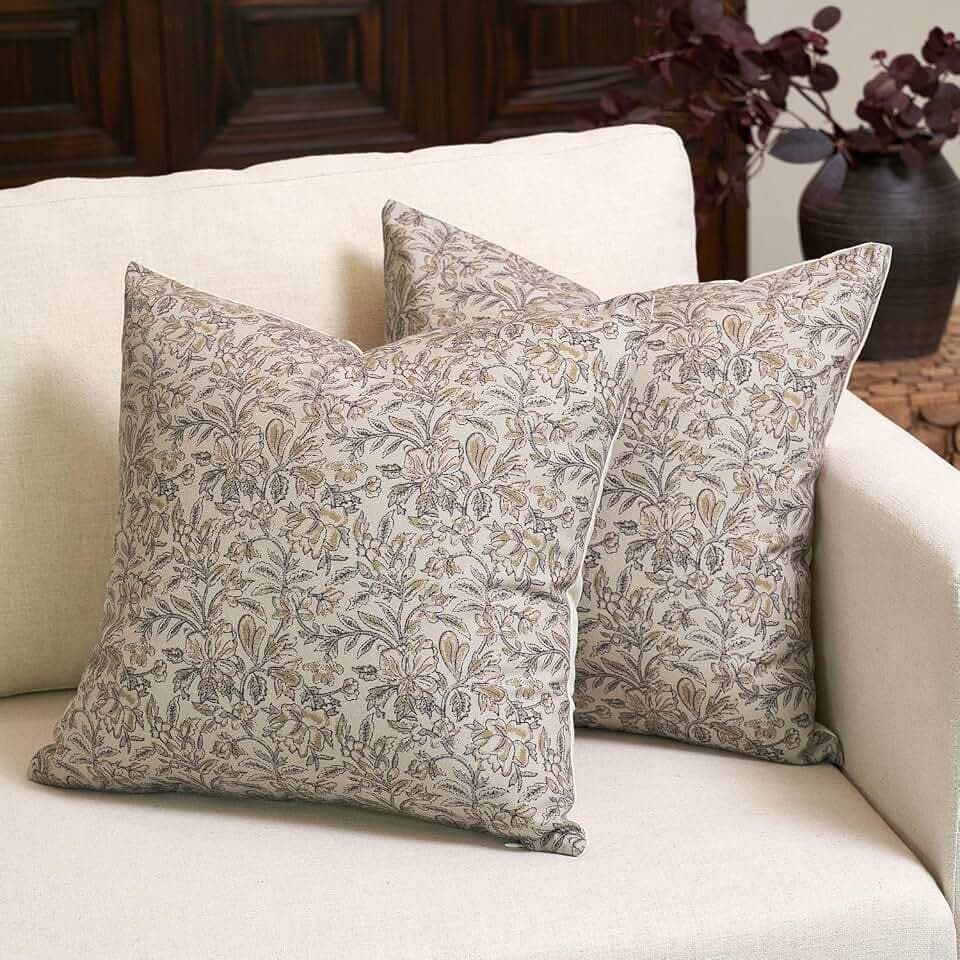Amor Virisso Set mit 2 dekorativen Kissenbezügen mit klassischem Blumenmuster, 45 x 45 cm, perfekt für den dekorativen Gebrauch im Wohnzimmer