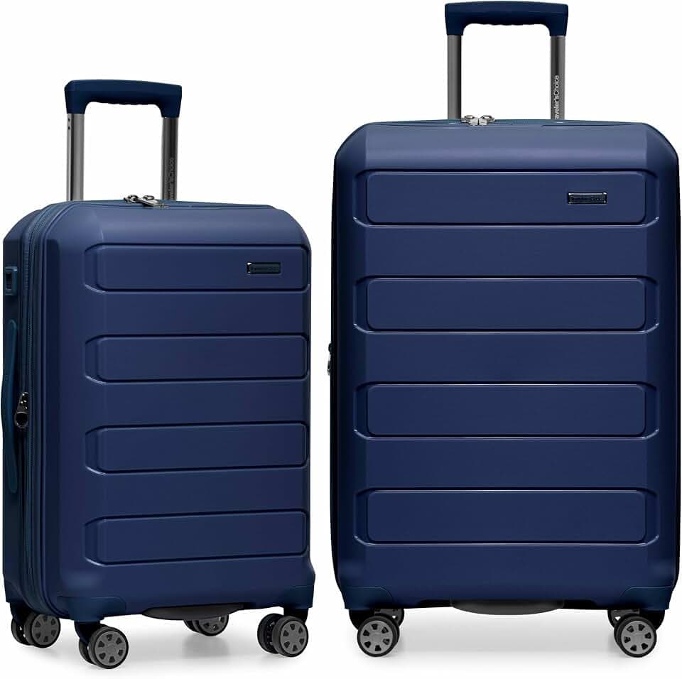 Traveler's Choice Pagosa Hardshell Expandable Luggage with Spinner Wheels, Navy, 2-Piece Set (22/27)