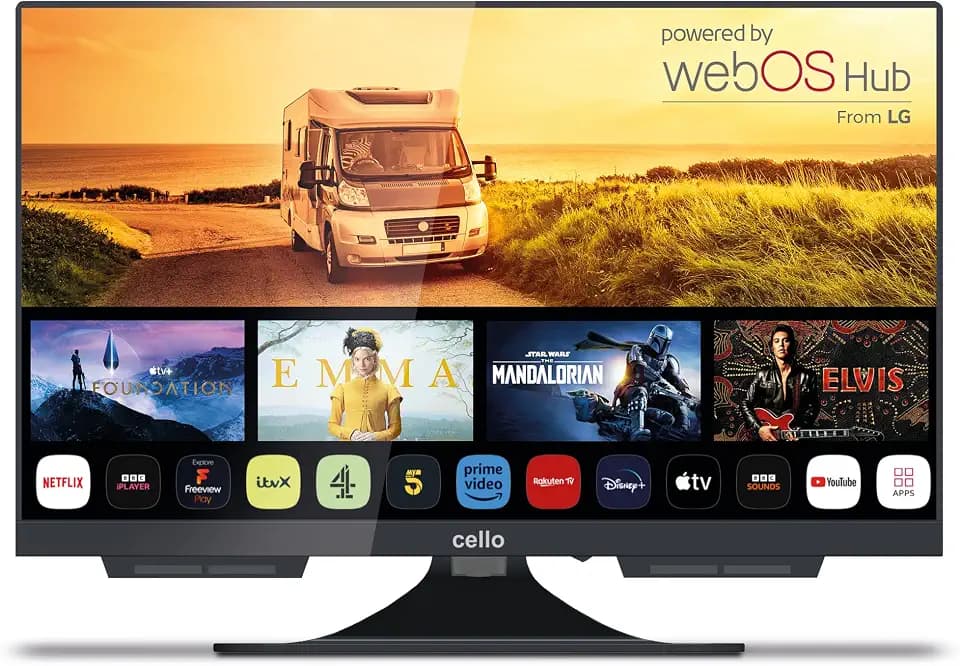 Cello C1924WS 19 Zoll 12V / 12 Volt Smart Fernseher für Wohnmobil & Wohnwagen, Camping Fernseher mit WebOS, Netflix, Bluetooth, DVB-T2 HD/DVB-S2 Triple-Tuner