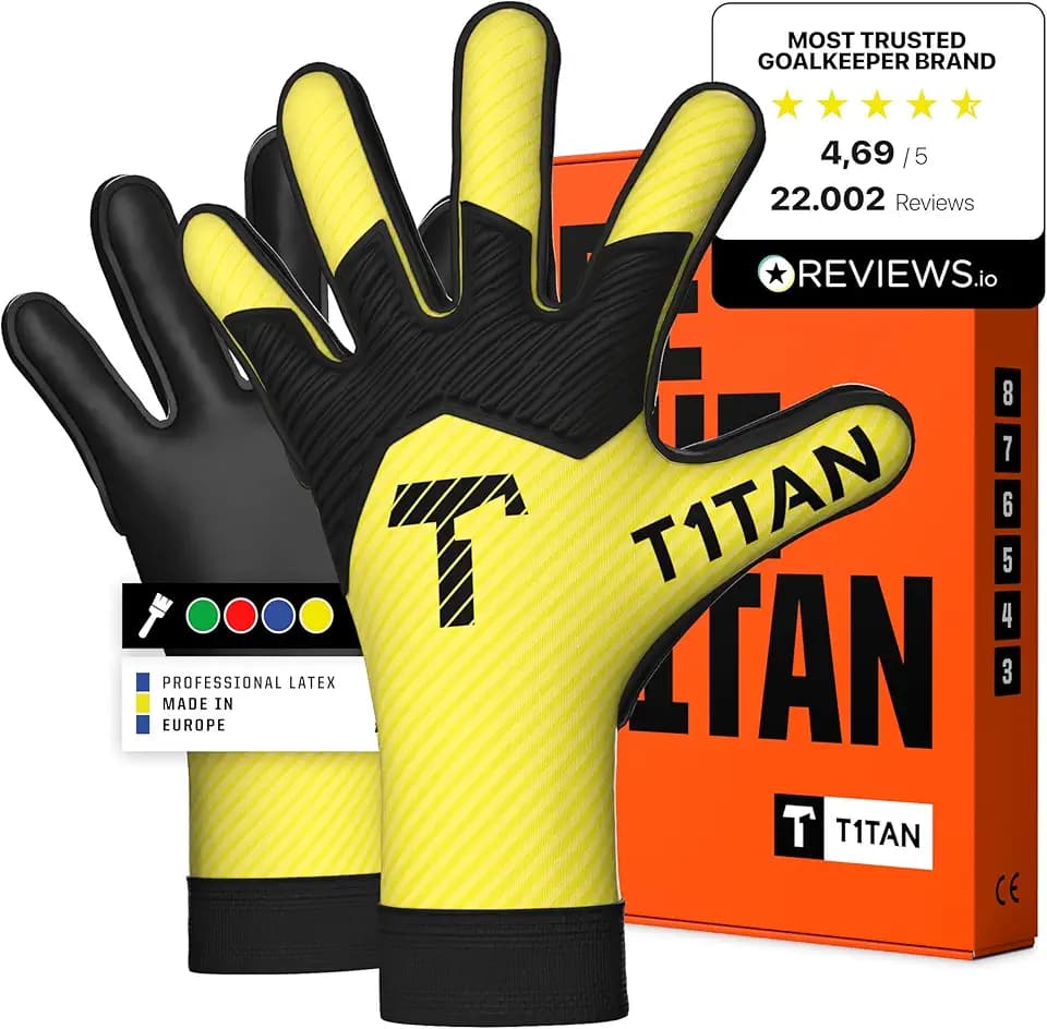 T1TAN Hobby Torwarthandschuhe Kinder AROX, Größe 3-8, 3-14+ Jahre, 3mm Dura Grip, Viele Farben, Torhüter Handschuhe für Jungen, Mädchen & Jugendliche, Fußball Torwarthandschuhe, Atmungsaktiv & Robust
