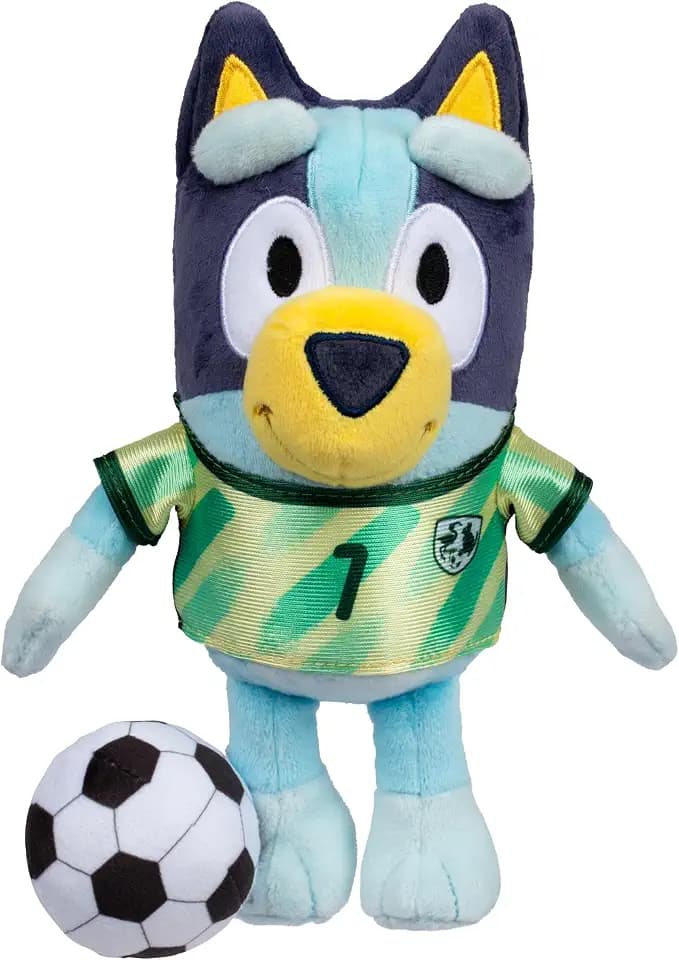 Bluey Friends Soccer Plush Toy Super-Soft Deluxe Fabrics Embroidered Details. Comes with Soccer Jersey and Plush Ball. Also Look for Soccer Bingo