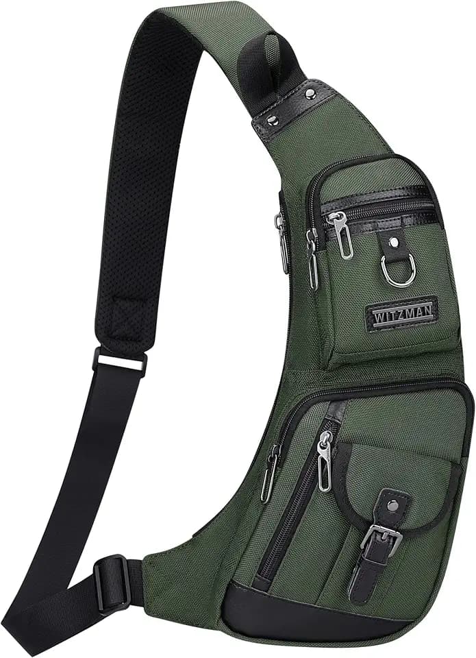 WITZMAN Slim Sling Bag for Men Crossbody Lightweight Chest Bag Casual