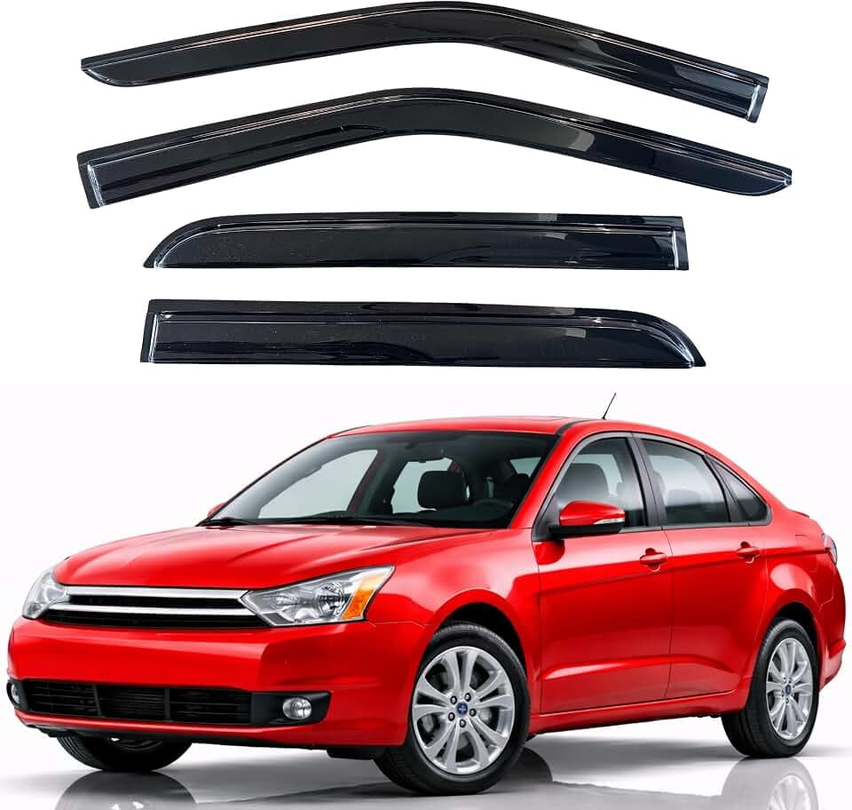 KPY Rain Guards Fit for 2008-2011 Ford Focus Sedan, Out-Channel Window Visors Vent Wind Deflectors 4PC, Car Accessories for 08-11 Focus Sedan (Excludes Hatchback)
