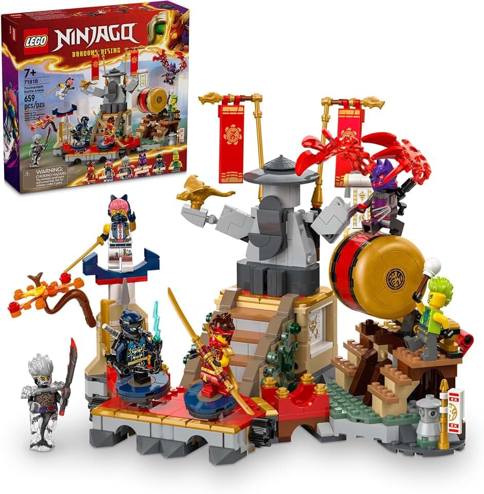 LEGO NINJAGO Turnier Battle Arena Spielset mit 6 Minifiguren, Actionspielzeug für Kinder, Ninja Spielzeug Bauset, Geburtstagsgeschenkidee für Jungen und Mädchen ab 7 Jahren, 71818