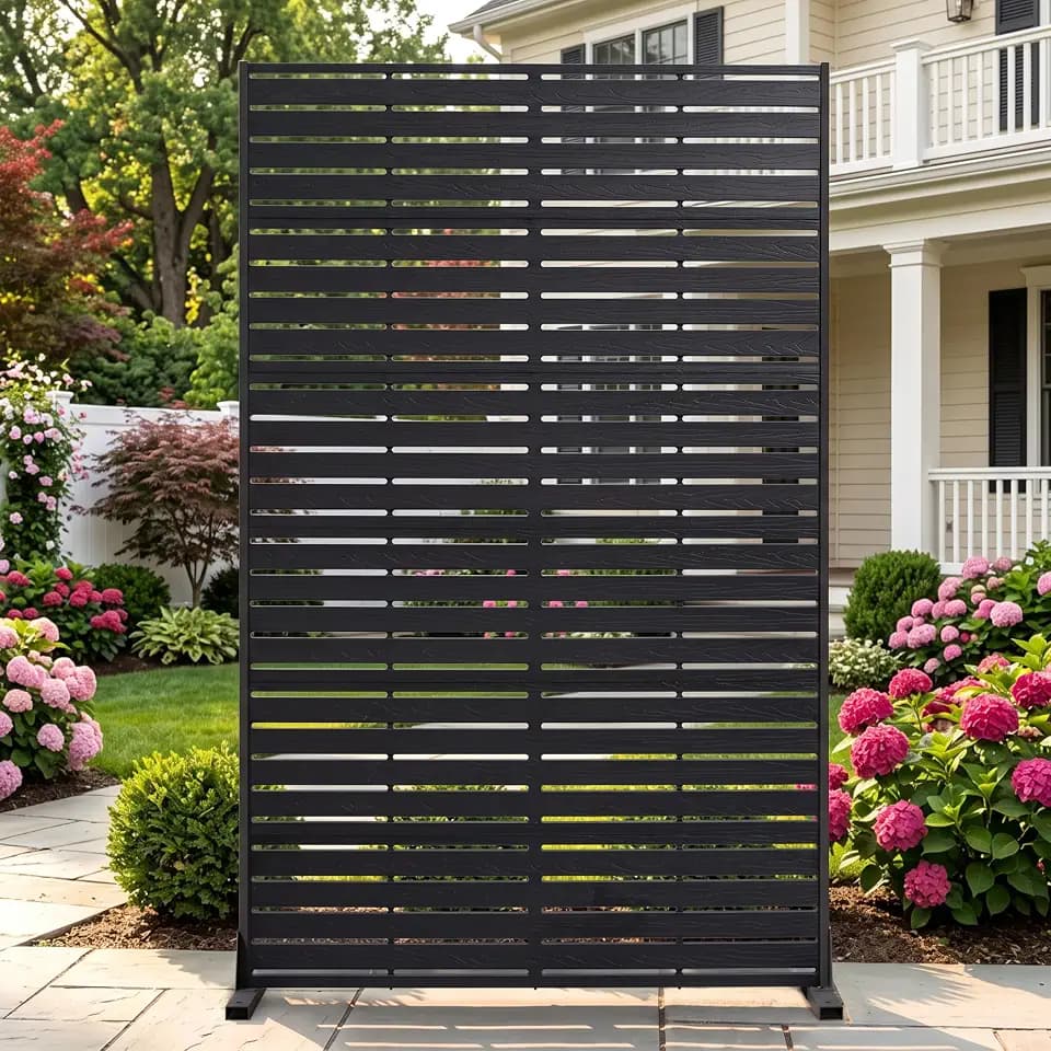 NicBex Outdoor Privacy Screen 72" HDPE Decorative 6 Panels for Patio,Black