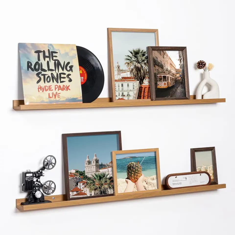 Fun Memories Bilder-Ledge-Regal, 121,9 cm, schwebende Regale, 2er-Set, großes Kinderzimmer-Bücherregal für Spielzeug, Kinder-Bücherregal, Wandmontage, für Wanddekoration, Bücher, Bilderrahmen