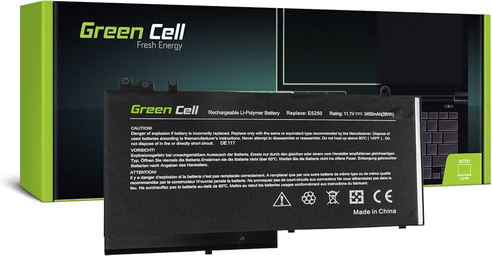 Green Cell 09P4D2 0VY9ND 9P4D2 RYXXH VY9ND Laptop Akku für Dell Latitude 12 5250 E5250 14 E5450 15 E5550 11 3150 3160 (2900 mAh, 10.8-11.1 V, Farbe: Schwarz, 4 Zellen)