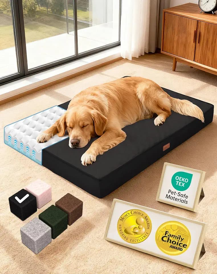 OhGeni Orthopedic Large Dog Bed, Reversible Memory Foam, 41 inch-XL(Black)