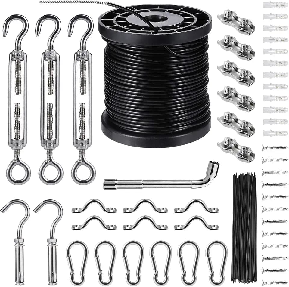Outdoor String Light Hanging Kit Includ 164 FT Nylon Rope Cable
