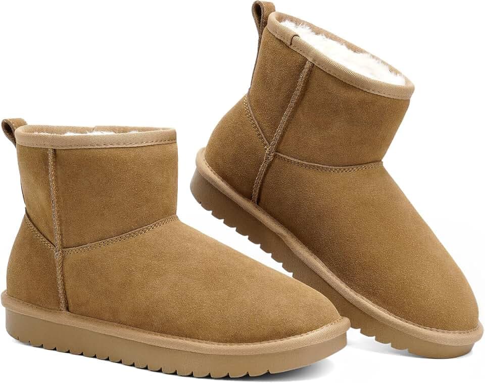 Genuine Leather Ankle Mini Boots for Women Snow Boots Winter Ankle Booties