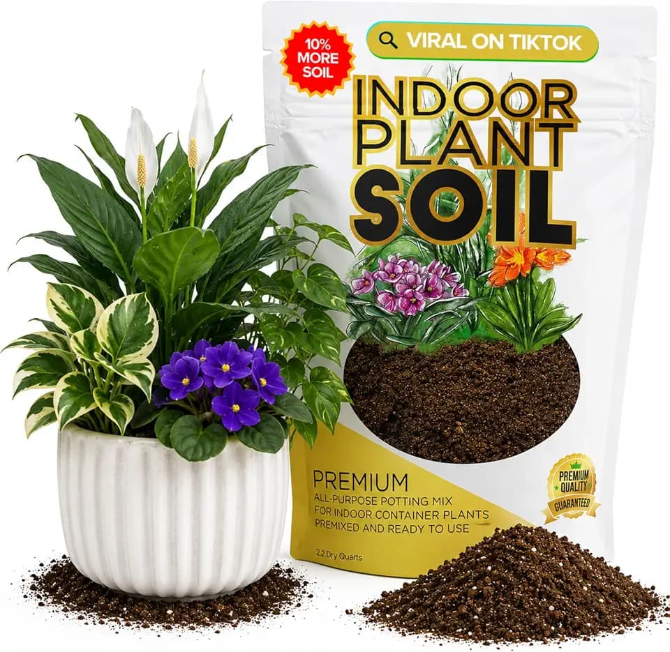 Professional Indoor Potting Soil for House Plants 8.2 Quarts Ready to Use, Premium Potting Mix Indoor Plants, Plant Soil for Indoor Potted Plants with Peat Coco Coir Perlite Dolomite Made in USA