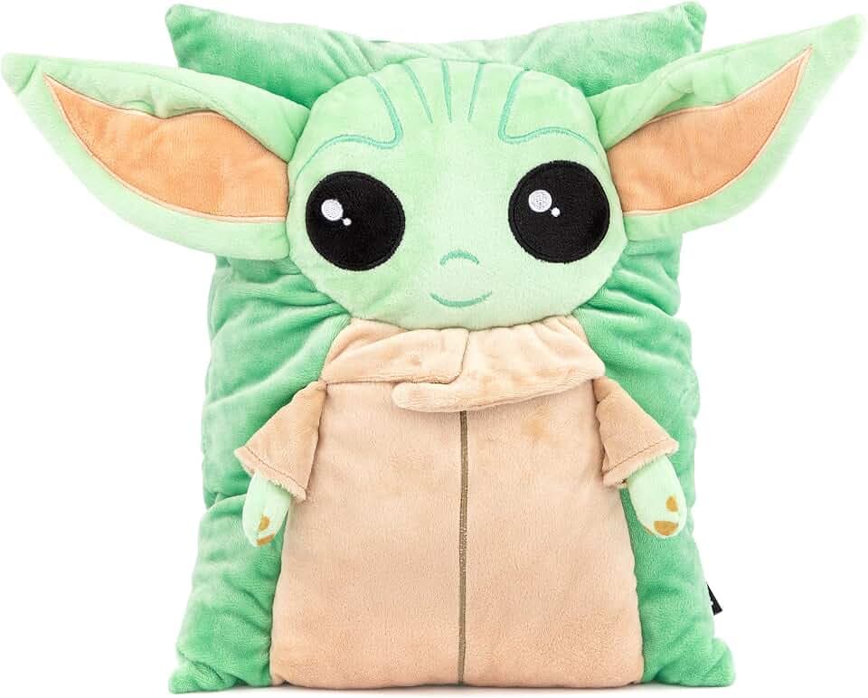 Jay Franco Star Wars The Mandalorian Baby Yoda Grogu 3D Snuggle Pillow - Super Soft – Measures 15 Inches (Official Star Wars Product)
