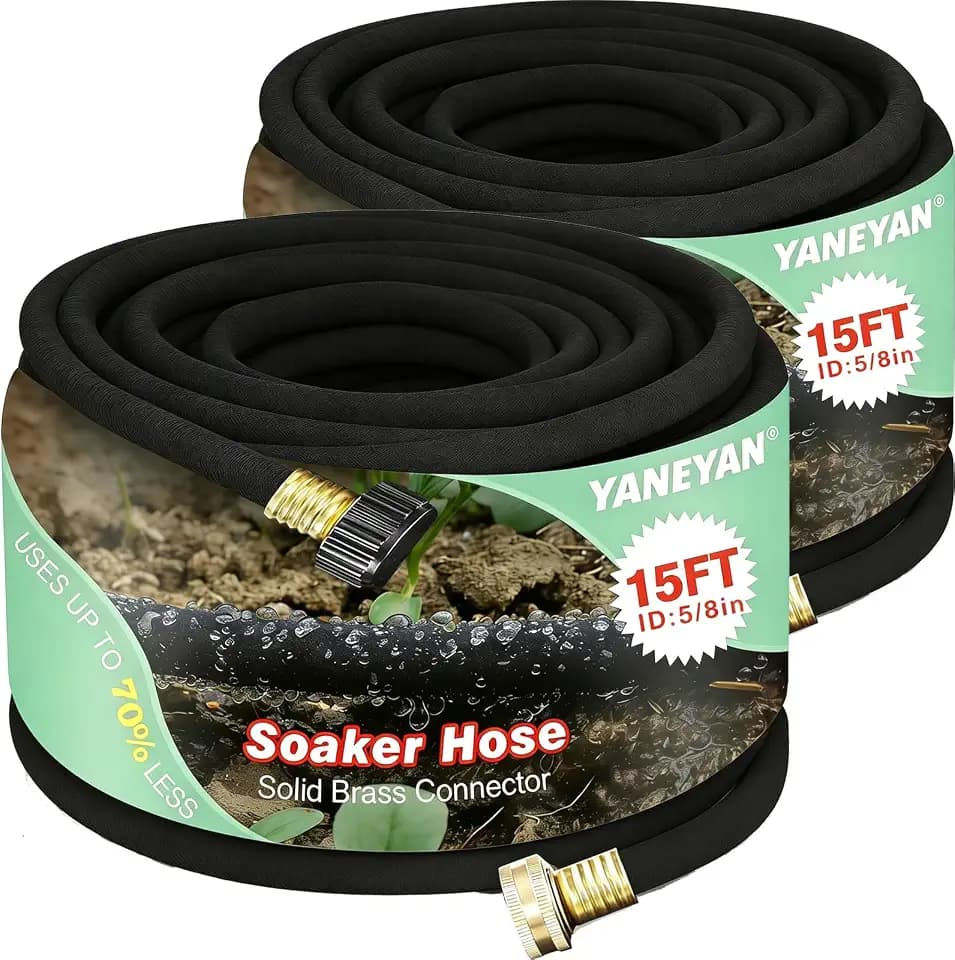 5/8" 15 FT*2 Pack Soaker Hose for Water Drip Irrigation for Lawn