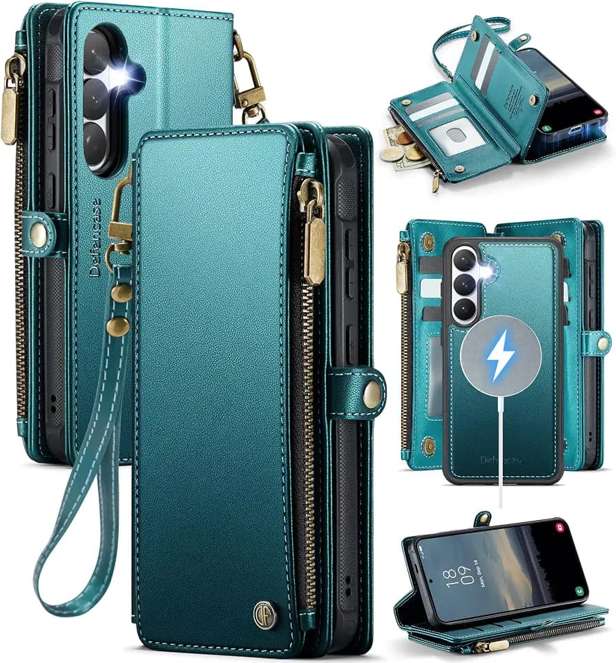 Defencase for Galaxy S26 Plus Case Wallet Compatible with Magsafe, Green