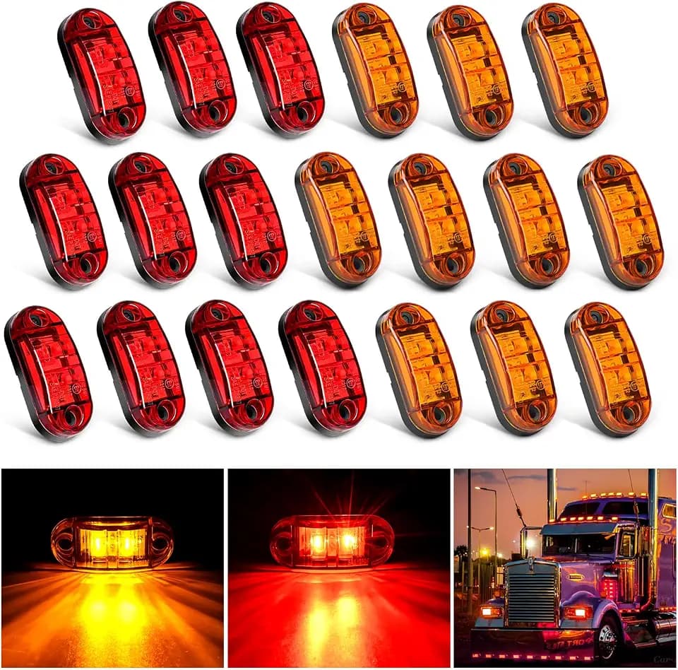 Nilight 2.5" Oval Side Marker Light 20PCS 2 Diode LED Indicator Lights