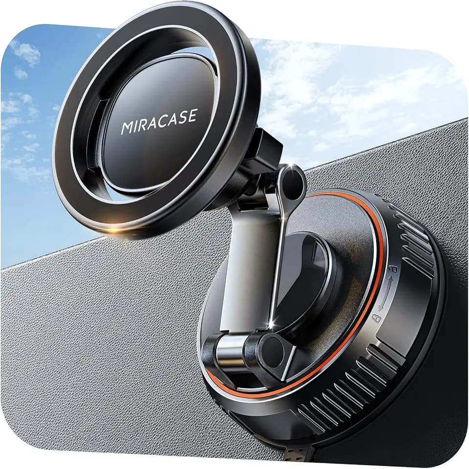 miracase handyhalterung Auto magsafe [3600 gf starker Magnet & Saugfuß mit bis zu 89 lbs Haltekraft] Vakuum für Magsafe Autohalterung, 360°drehbar Kfz Handy Halterung Auto für Allen Smartphones