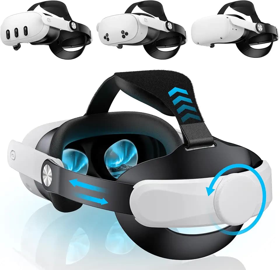 Kawaye for Meta Quest 3S/Quest 2/Quest 3 Head Strap, Adjustable Halo Strap Replacement for Elite Strap, VR Headset Strap Enhanced Support&Comfort Reduce Facial Pressure