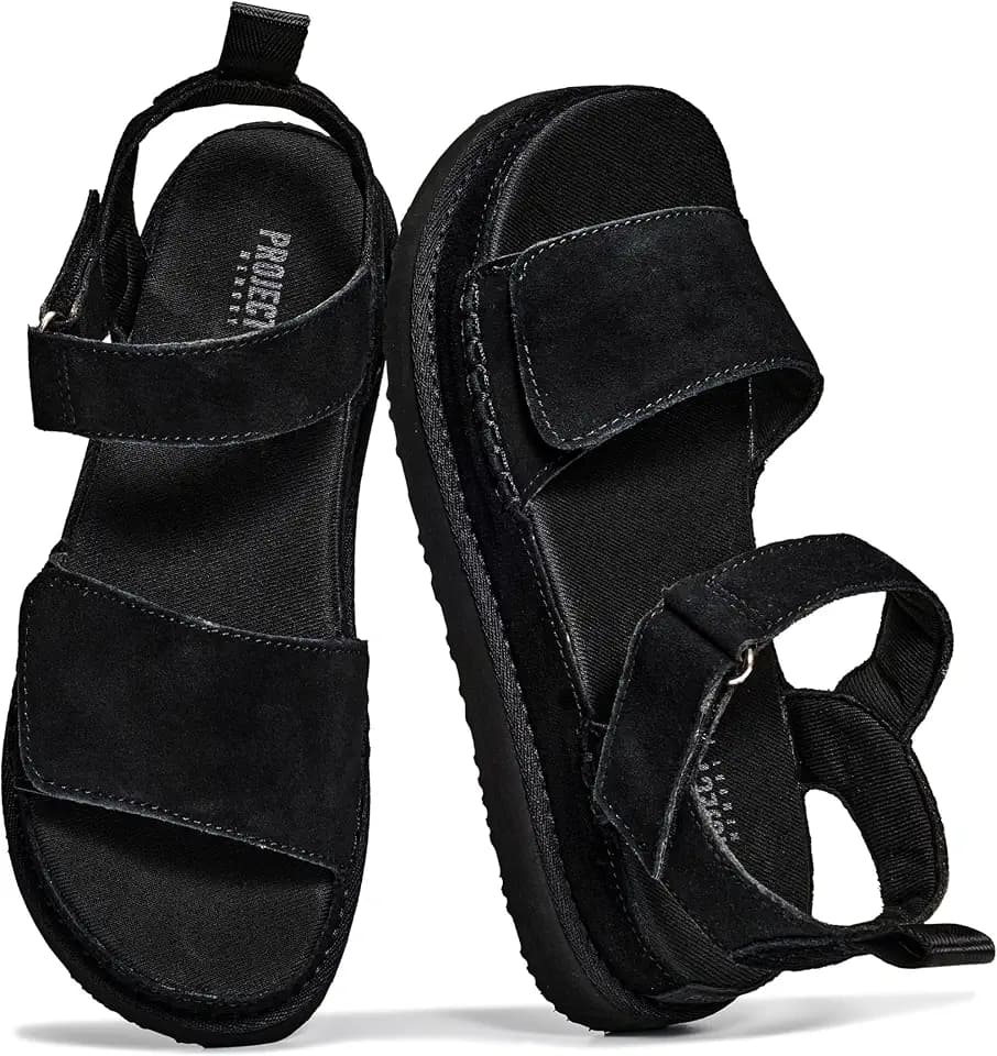 Project Cloud 100% Genuine Leather Platform Sandals & Slides for Women