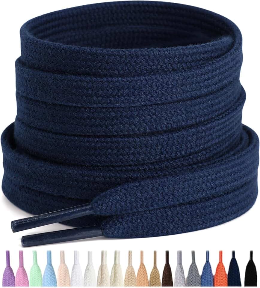 Stepace 2 Paar Baumwolle Flache Schnürsenkel, 8 mm Schuhbänder für Sneakers