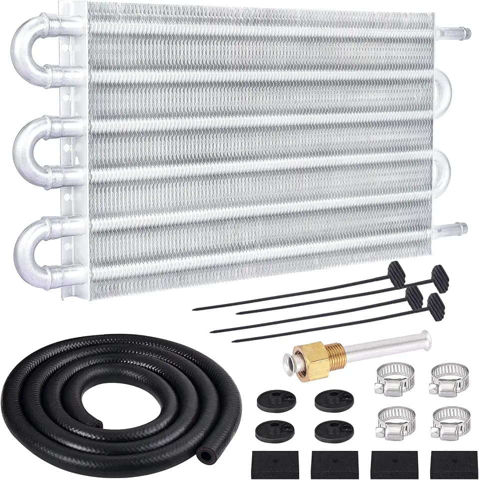 EVIL ENERGY 5/16" Transmission Oil Cooler, 6 Pass Tube and Fin Cooler Kit Universal Aluminium Silver
