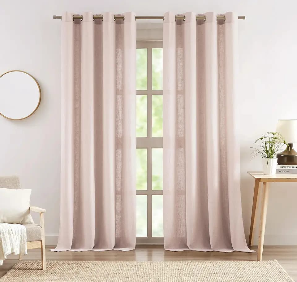 Central Park Soft Pink Light Filtering Curtain with Grommet Top, 58"x90"x2