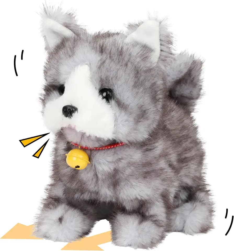Walking Schnauzer Dog Plush Toy Barking Interactive Animated Pet