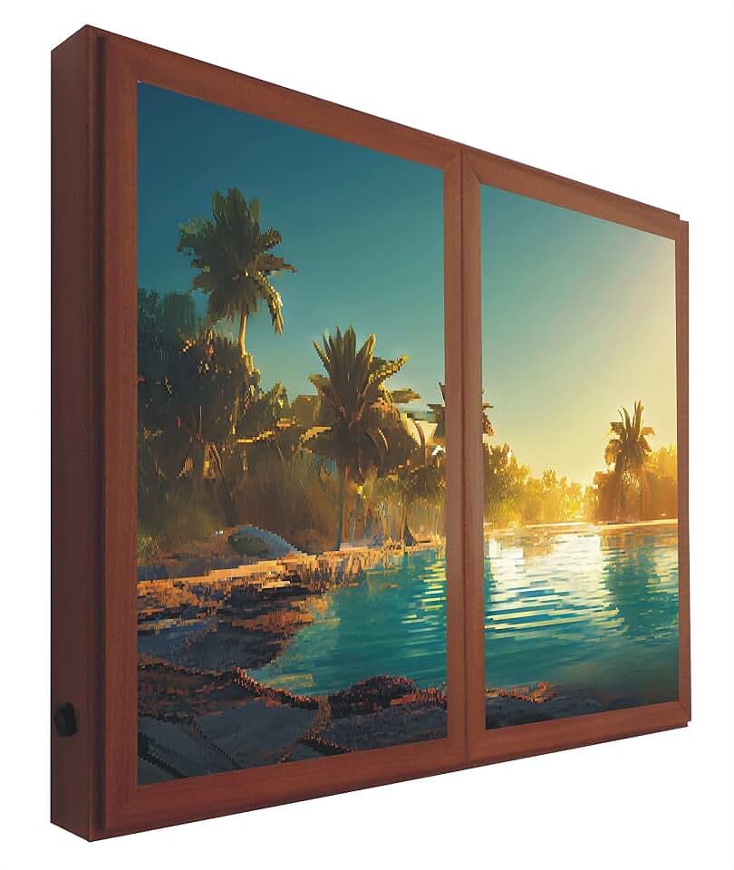 Künstliche Fenster, beleuchtet mit LEDs, Tropische Landschaft