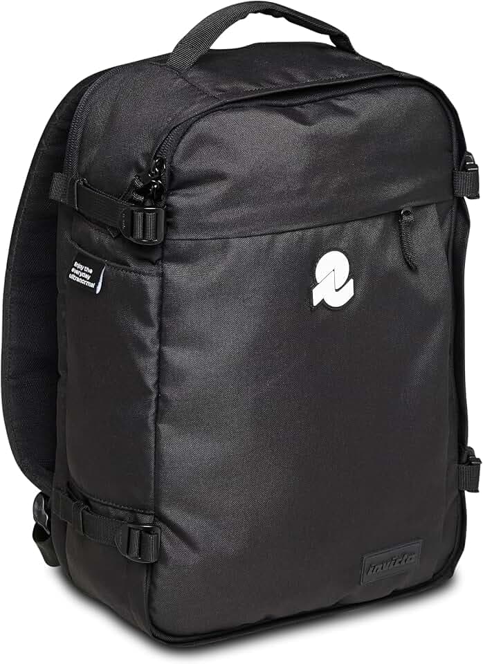 Invicta Travel Rucksack, Tagesrucksack & Reiserucksack mit Laptopfach bis 15,6 Zoll und Trinkflaschenfach, Handgepäck für Arbeit und Reisen, Damen & Herren, schwarz