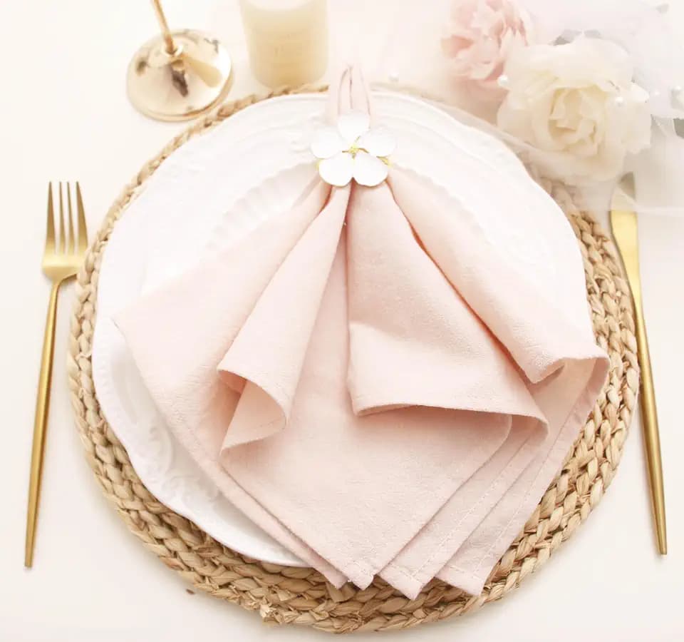 Dinner Cloth Napkins Bulk, Cotton Linen Napkins,Washable Napkins for Weddings Decorations (Champagne Blush, 12 Pack)