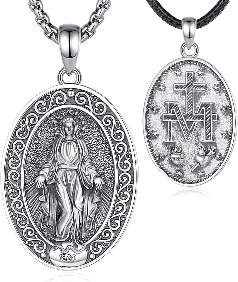 EUDORA S925 Sterling Silver Patron Saint Necklace Medal for Women Men