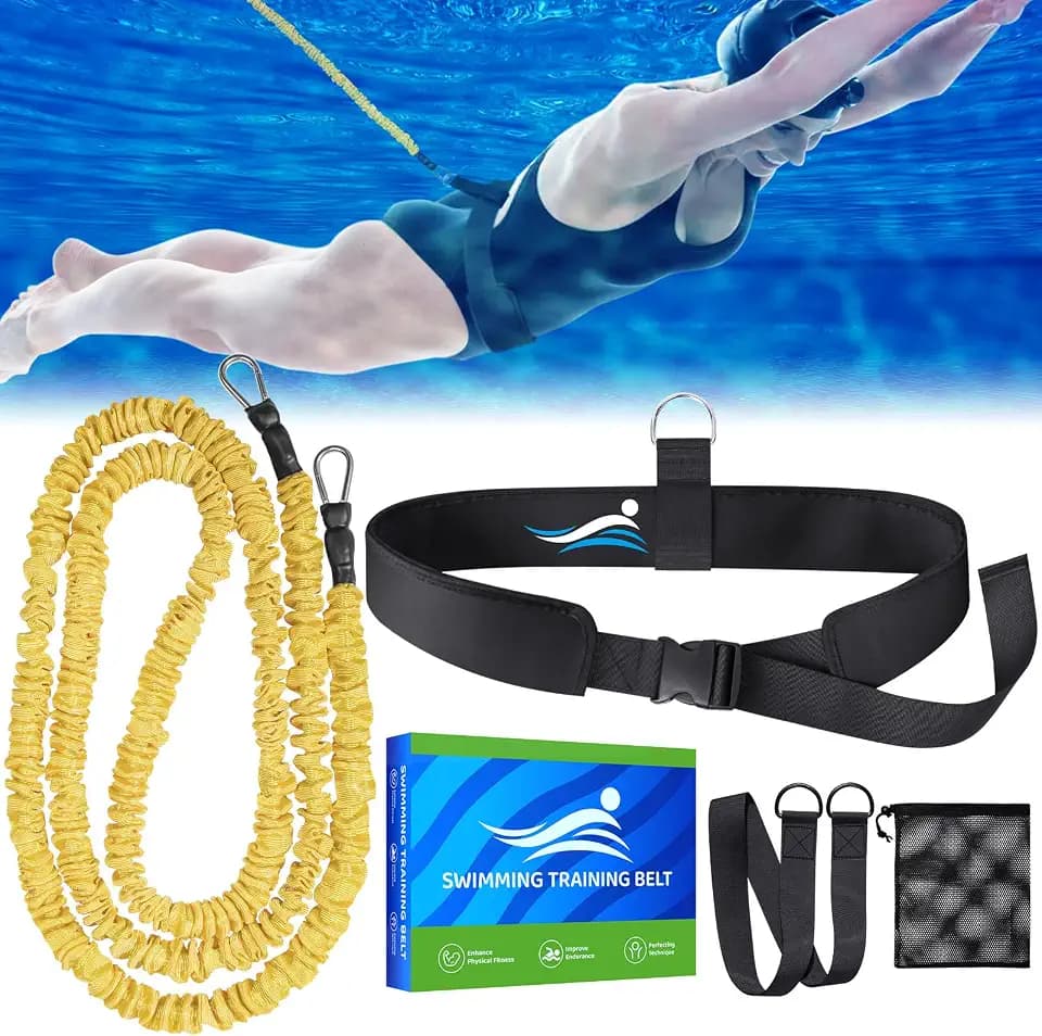 Schwimmgurt für Pool, Schwimmhilfe Erwachsene Pool, Schwimmgurt Pool Erwachsene, Schwimmwiderstand Gürtel mit 2.5-7.5M Einstellbare Schwimmseil für Jedes Schwimmbad Ohne Gegenstromanlage