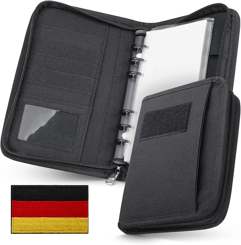 WYNEX Tactical Notebook Padfolio Ringbinder mit 80 Blatt, Notebook taktische Portfolio Binder mit Reißverschluss für taktische Ausrüstung und Organizer, Armee Militär nachfüllbar A5 6 Ringbinder