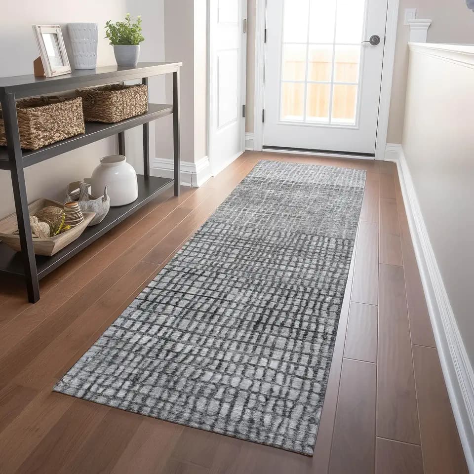 Addison Rugs Chantille ACN1831 Gray 2'3" x 7'6" Indoor/Outdoor, Machine Washable, Easy Clean, Non Shedding, Bedroom, Living Room, Dining Room, Kitchen, Patio Runner Rug