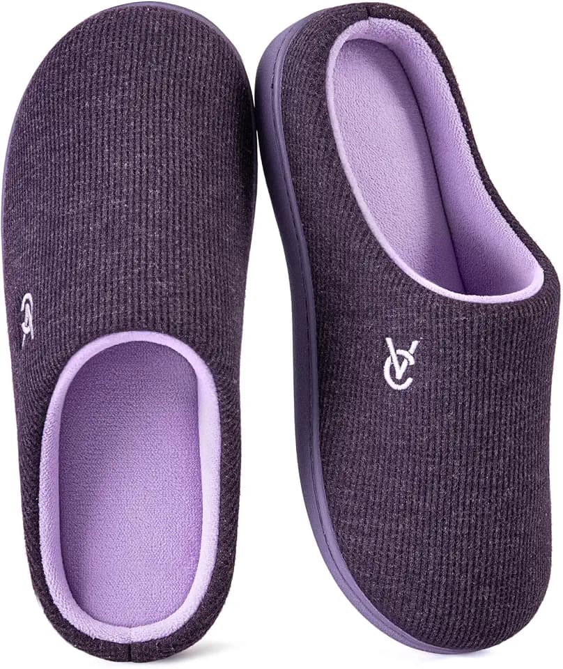 VeraCosy Women's Two-Tone Slippers Soft Memory Foam Indoor Outdoor Shoes