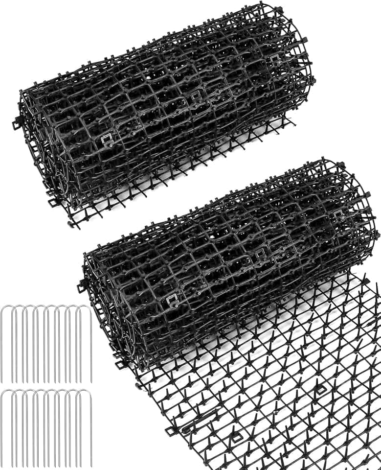 QWORK® 2er-Pack Katzenabwehr Matte - 200cm x 30cm - Tier-Barriere Dornengitter zur Friedlichen Abwehr von Katzen und Weiteren Tieren