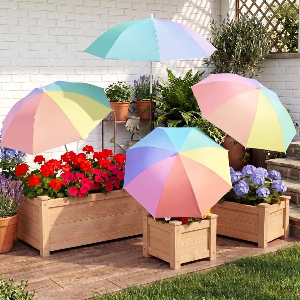 4 Pack 24'' Colorful Plant Umbrellas for Outdoor Plants