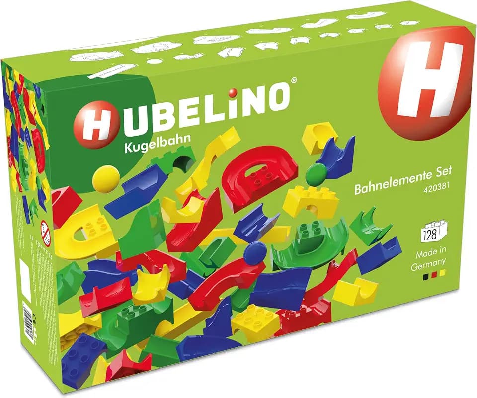 Hubelino 420381-128-teiliges Bahnelemente Set Kugelbahn, Kompatibel