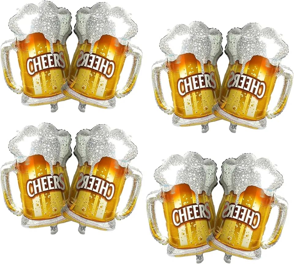 8 Pcs Beer Mug Cheers Foil Balloons Beer Birthday Theme Boys Girls Summer Party Wedding Party Beer Festival Decoration Supplies