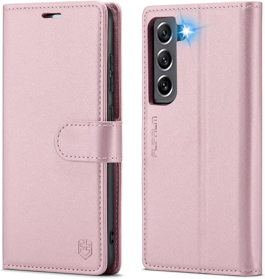FLIPALM Wallet Case for Samsung Galaxy S21 FE 5G, Rose Gold