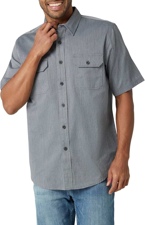 Wrangler Authentics Kurzarm-Herrenhemd, klassisches Hemd aus Webstoff