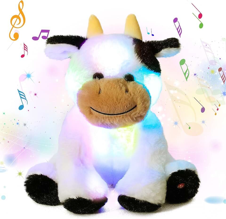 Glowing LED Cow Light-up Toys Musical Plush Stuffed Animal