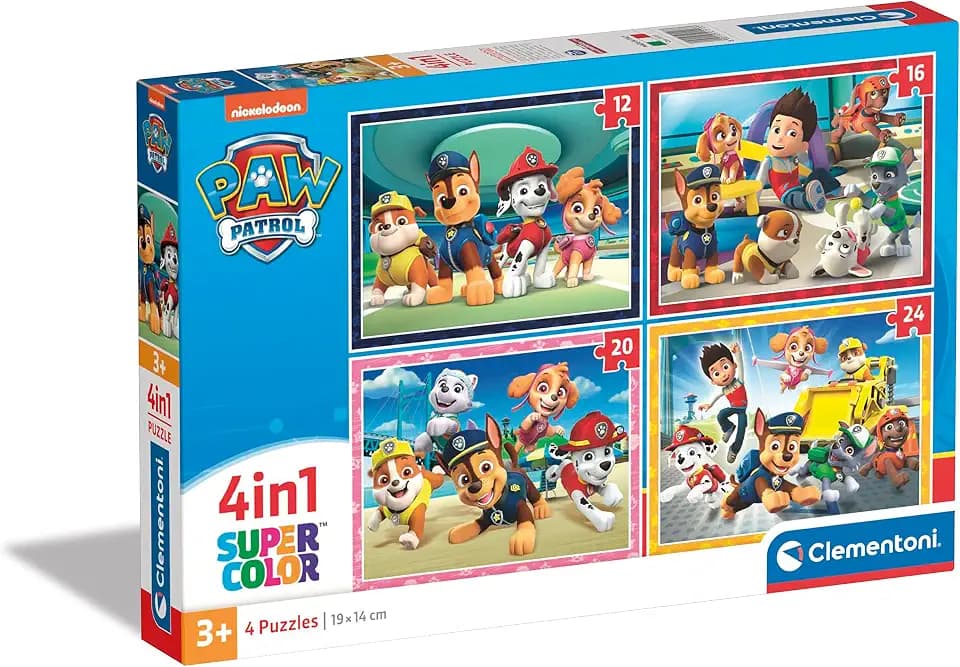 Clementoni - Supercolor Puzzle 4 In 1 - Paw Patrol - 12,16,20,24 Teile