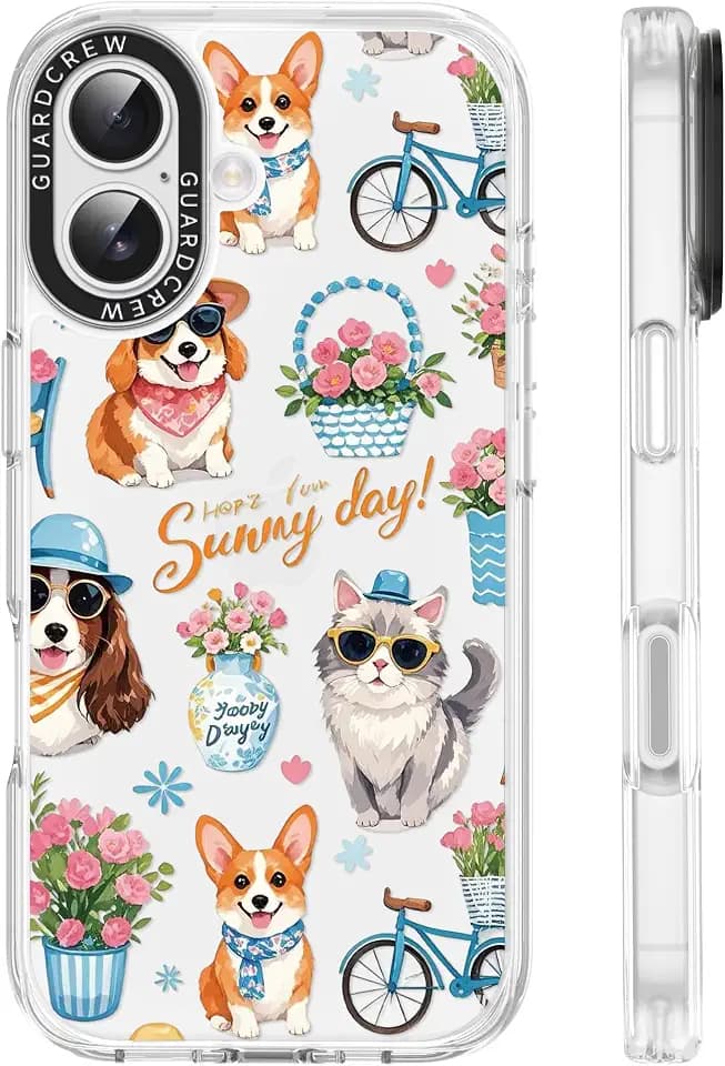 for iPhone 17 Case, [Pet Park] Cool Aesthetic Pattern for Women, [11FT Military-Grade Drop Tested] Slim Crystal Clear Shockproof TPU Bumper Phone Cover, 6.1"