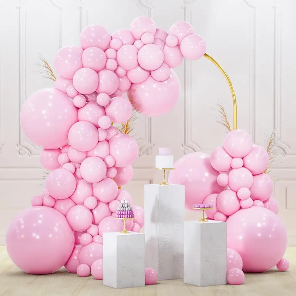 PartyWoo Baby Pink Balloons 140pcs Pastel Pale Pink Color Different Sizes
