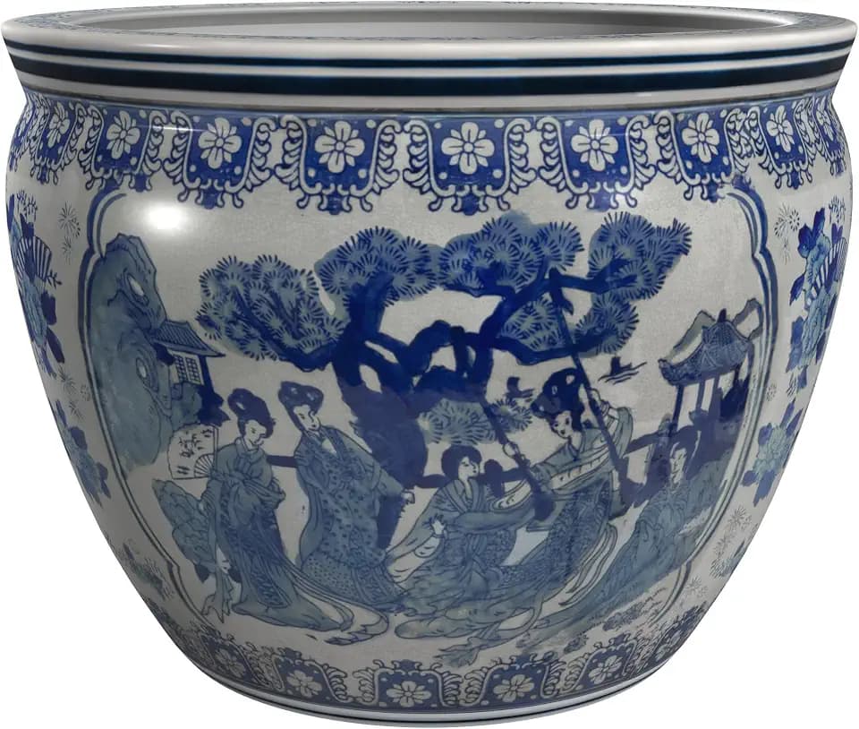 Red Lantern 10" Fishbowl - Blue and White Ladies