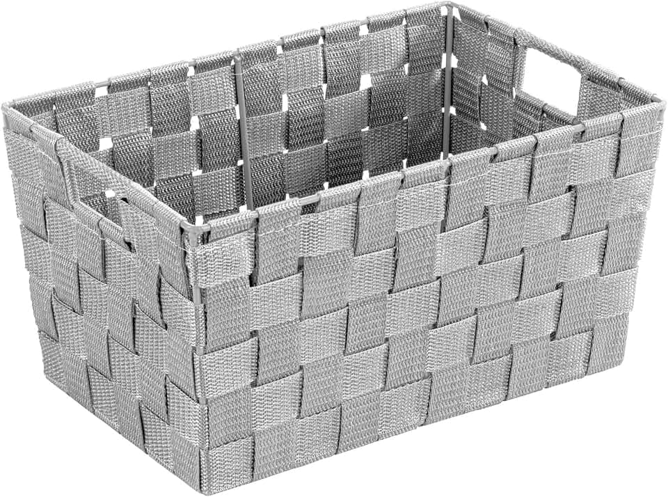 WENKO Aufbewahrungskorb Adria S Grau - Badkorb, Küchenkorb Fassungsvermögen: 6.24 l, Polypropylen, 30 x 15 x 20 cm, Grau